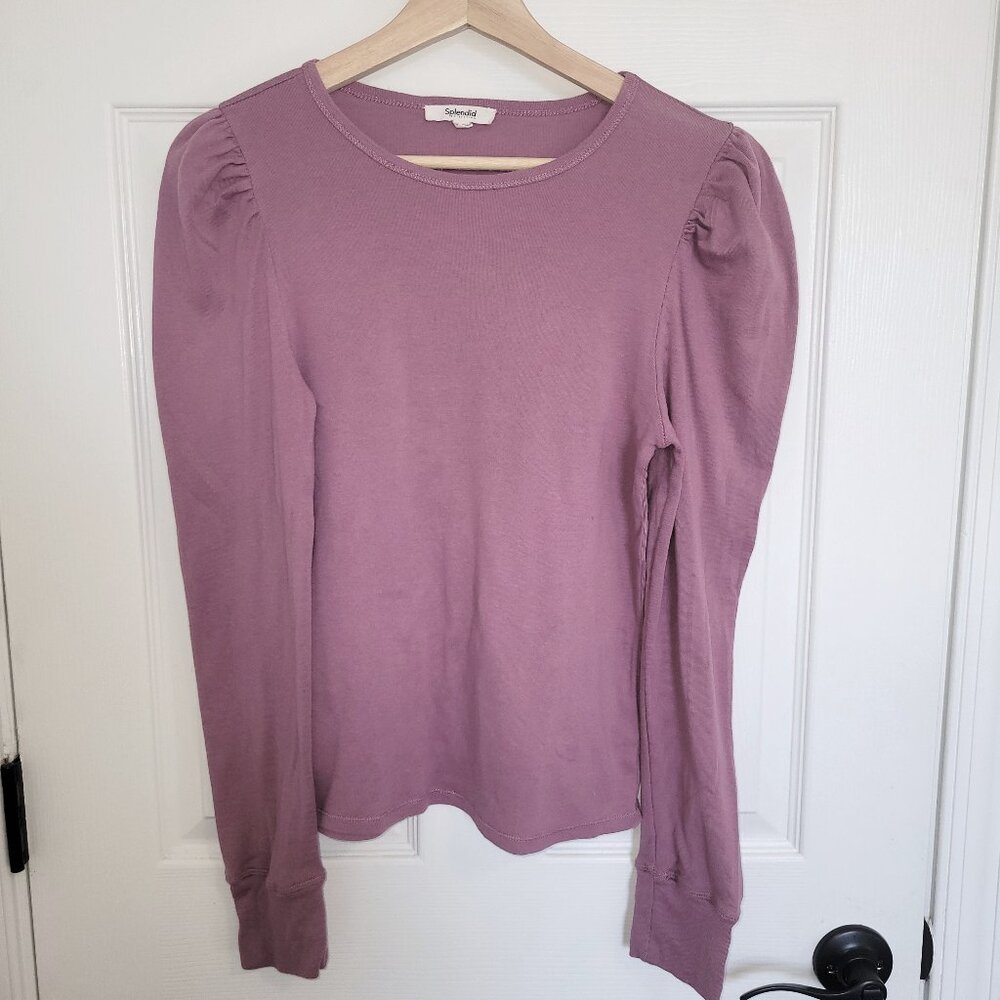Splendid Ingrid Classic Layering Knit Long Sleeve Tee Dark Pink size small